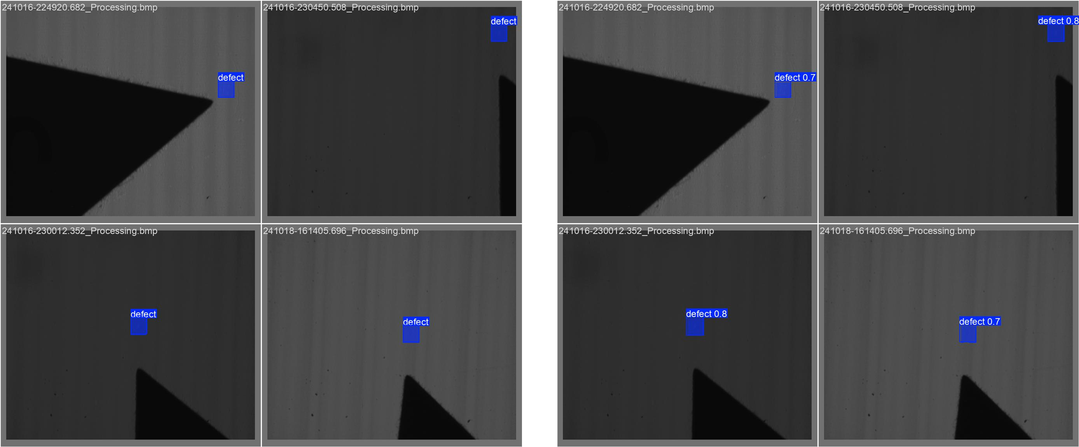 Panel defect detection results